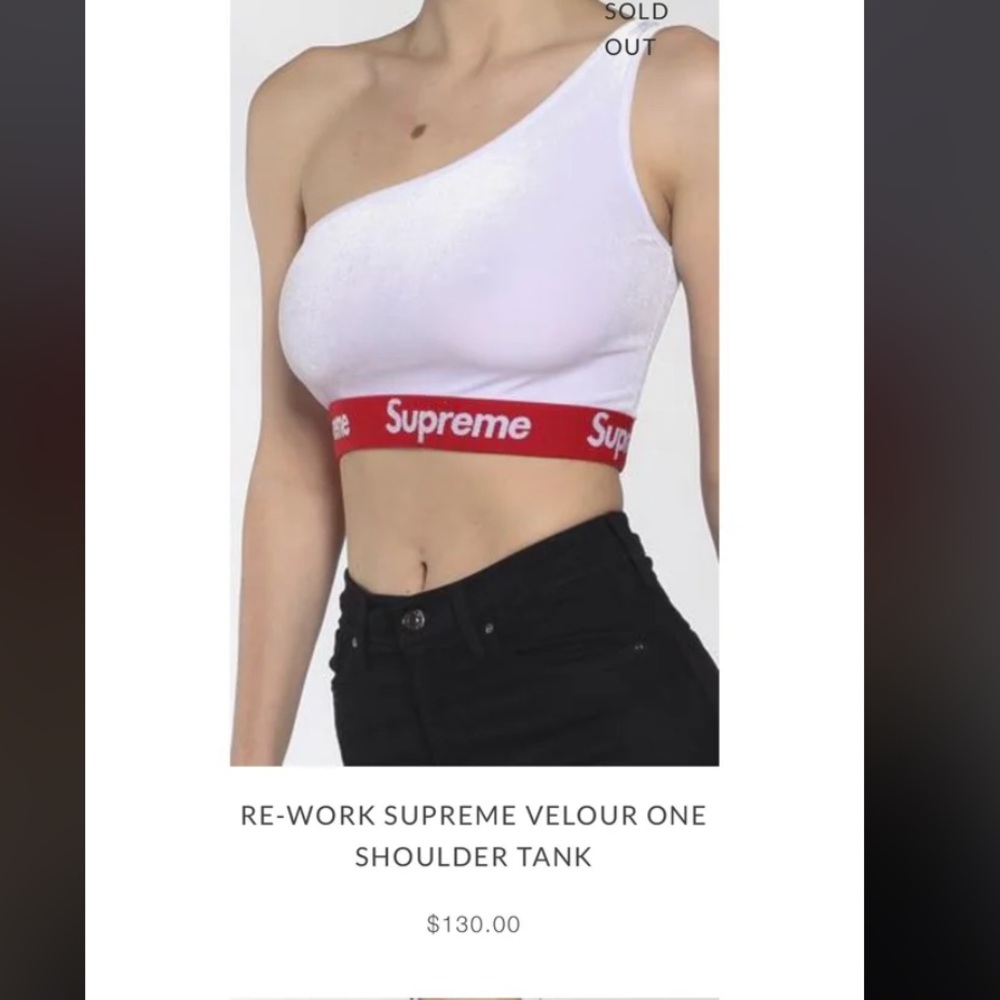 Supreme Re-work velour one shoulder tank top size XS